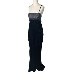 Escada Black  Velvet Elegant Cocktail  Ruched Maxi Dress Sz 36